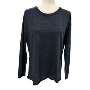 NEW NWT Chaser Dark Gray Long Sleeve Jersey Top with Open Weave Back Size L